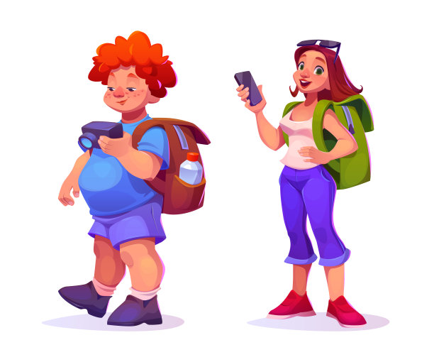 男女游客卡通形象图片下载