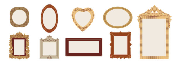一套抽象的框架或镜子在复古风格图片下载