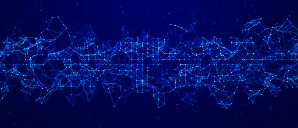 网络或连接损坏。抽象的数字背景的点和线。发光的丛。大数据。抽象技术科学背景。三维渲染图片下载