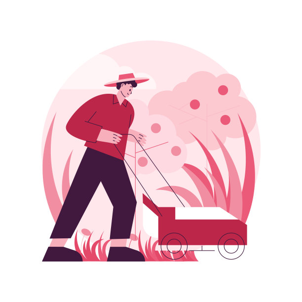 草坪修剪服务抽象概念矢量插图。图片下载