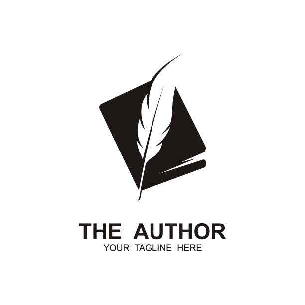 作者的羽毛标志矢量图标插图设计图片下载