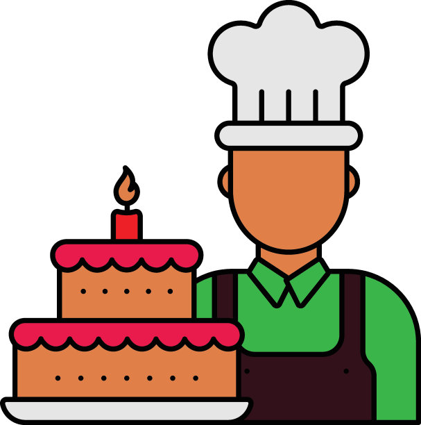 糕点蛋糕厨师概念，糕点师或蛋糕装饰矢量图标设计，面包店和烘焙食品符号，烹饪和厨房教育标志，配方开发库存插图图片下载