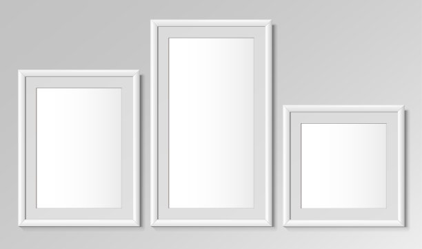 逼真的白色垂直和方形框架。图片下载