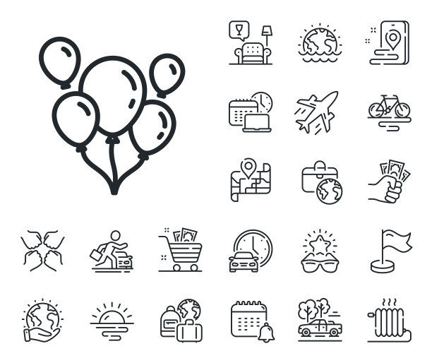 气球线图标游乐园或派对标志图片下载