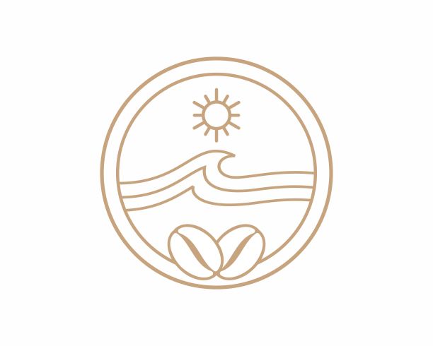 海景与咖啡豆在中间矢量图片下载