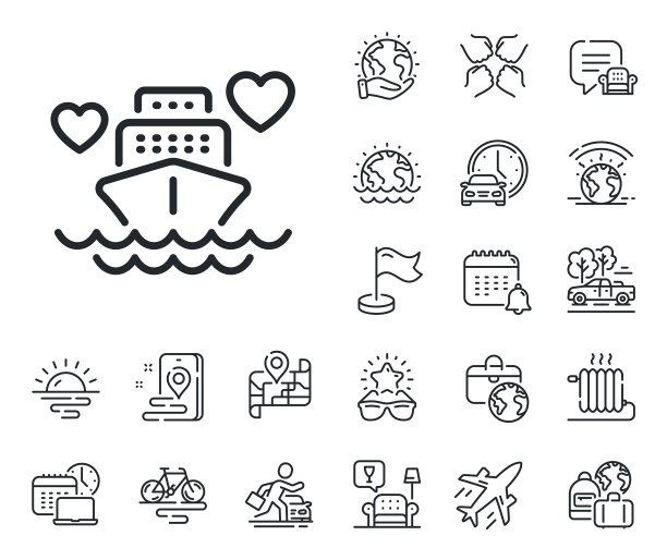 蜜月旅行线图标爱情旅行标志飞机图片下载