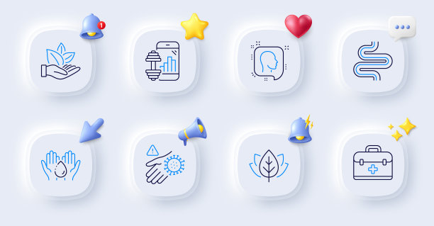 健身App：洗手和急救线性图标图片下载