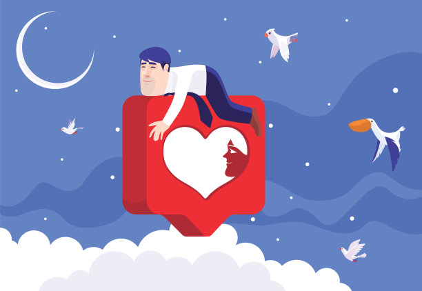 商人手持像图标，与鸟一起飞翔图片下载