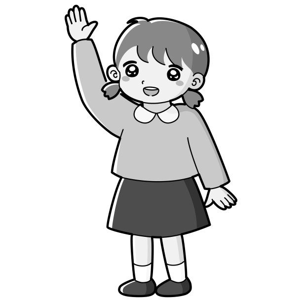 一个女孩举手的插图图片下载