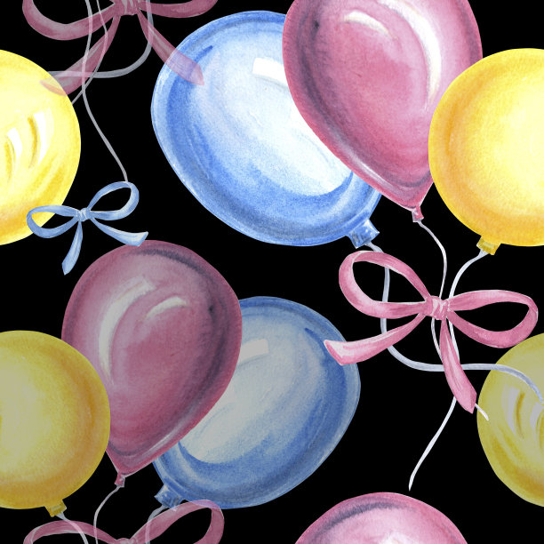 水彩手绘插图设计，节日背景，孩子的生日和聚会，制作纺织品，印刷包装，包装纸和封面图片下载