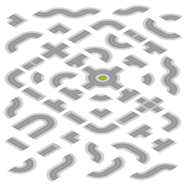 等距浅灰色道路建设工具包图片下载
