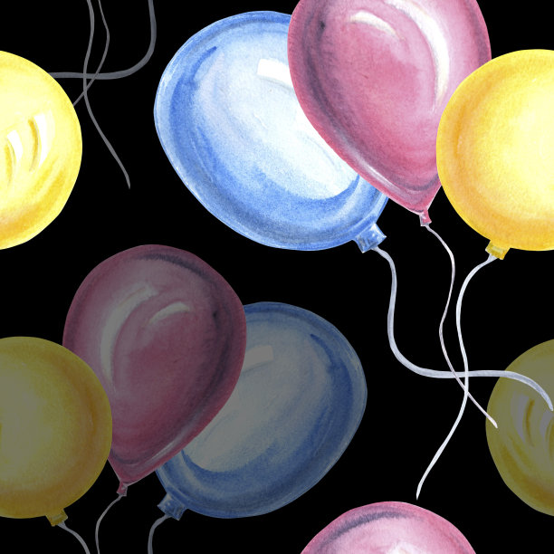 水彩手绘插画，用于各种设计，节日背景，孩子生日和聚会，制作纺织品，印刷包装，包装纸和封面图片下载