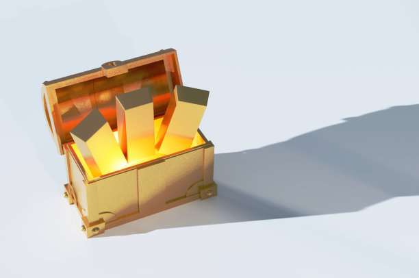 3D插图，胸部有金条图片下载