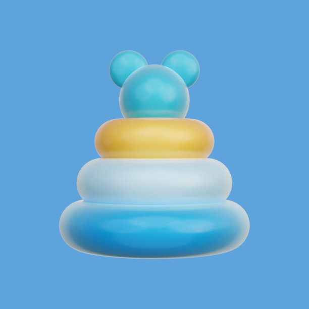 3D蓝环金字塔，宝宝性别揭晓，是男孩，生日派对，3D渲染。图片下载