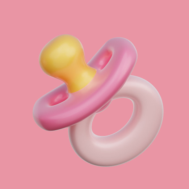 3D粉色婴儿奶嘴，宝宝性别揭晓，是女孩，生日派对，3D渲染。图片下载
