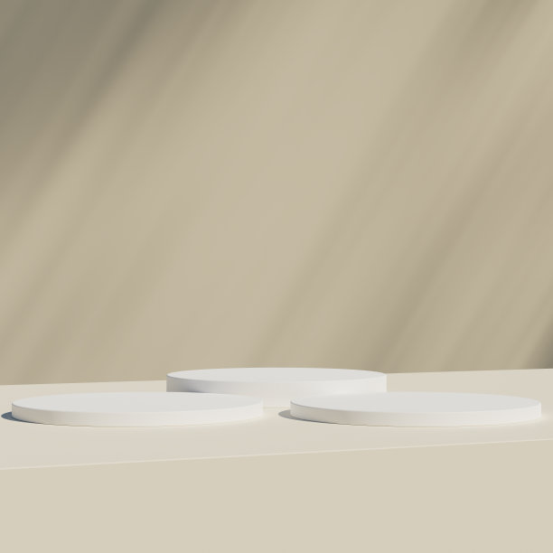 在柔和的背景上形成圆柱形的圆形陶瓷讲台。展示您产品的完美平台。三维图解图片下载