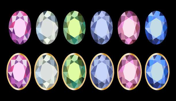 一套多色宝石。矢量设计图片下载