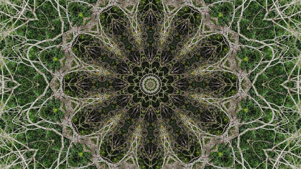 色彩缤纷的万花筒艺术设计抽象的背景与效果多边形圆形点缀。分形曼陀罗，为创意图形设计的数字艺术品图片下载