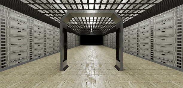 展厅未来主义现代隧道管道技术未来主义空间的地板和墙壁以及展厅科幻走廊房间3D插画图片下载