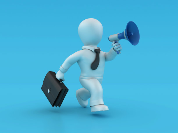 卡通商业人物带着扩音器奔跑图片下载