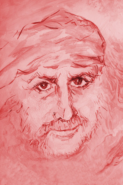 插图油画肖像一个长头发的男人在棕图片下载