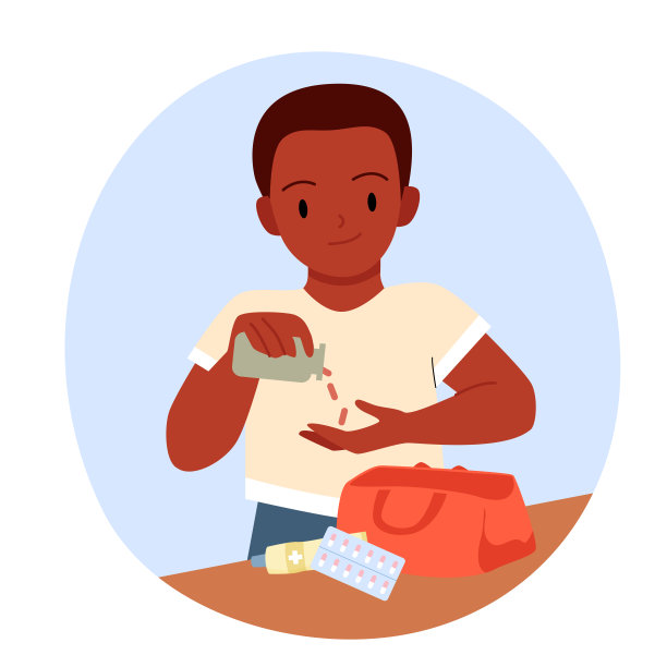 孩子吃药有危险，顽皮好奇的孩子从急救箱里拿药图片下载