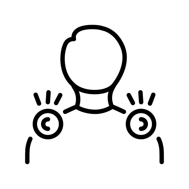 疼痛在脖子和肩膀的颜色线图标。网页的象形文字图片下载