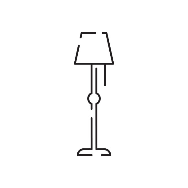 房子，家居装饰矢量线图标。窗帘轮廓，白色背景的室内材料。照明产品图片下载