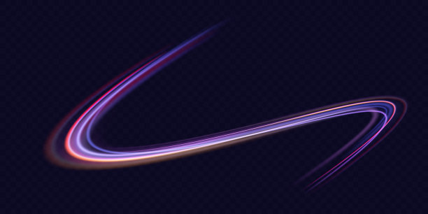高速效果运动模糊夜间灯光蓝色和红色。未来的霓虹灯线轨迹。明亮闪亮的背景。图片下载