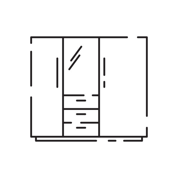 房屋或家装线条图标。白色背景的家具控制台镜子图片下载
