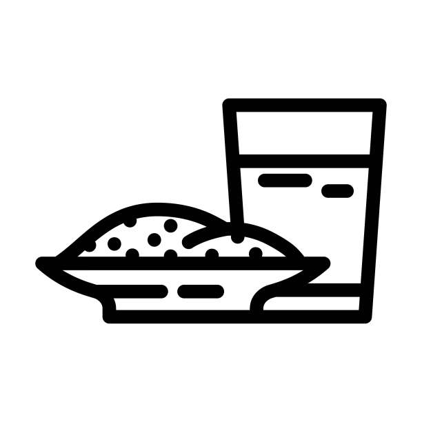 草汁大麦线图标矢量插图图片下载