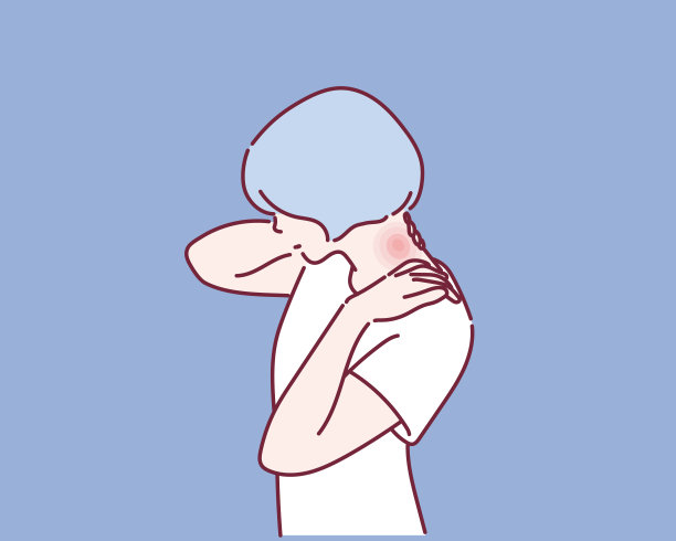 脖子痛的女人。图片下载