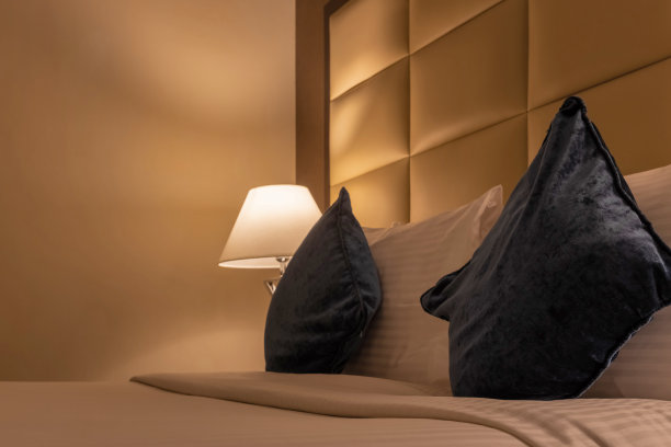 酒店的卧室。有枕头的床图片下载