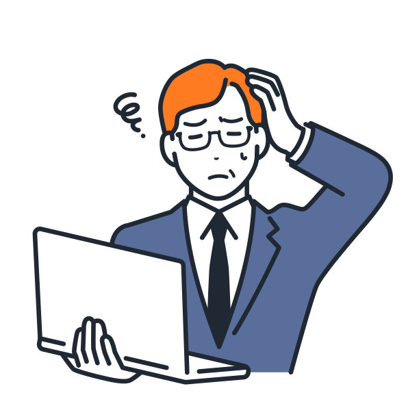 一个简单的矢量插图材料，一个担心的商人拿着笔记本电脑图片下载