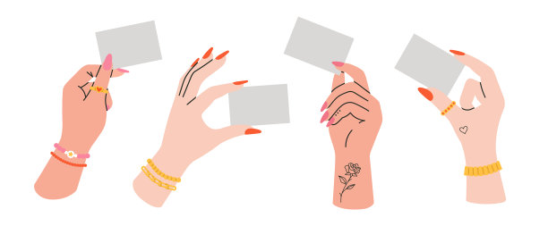 设置为女性手中拿着名片。图片下载