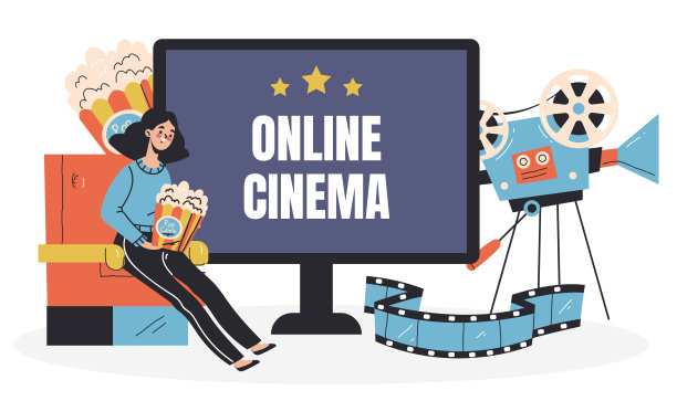 网络影院电影视频电影技术网络媒体概念。矢量平面图形设计插图图片下载