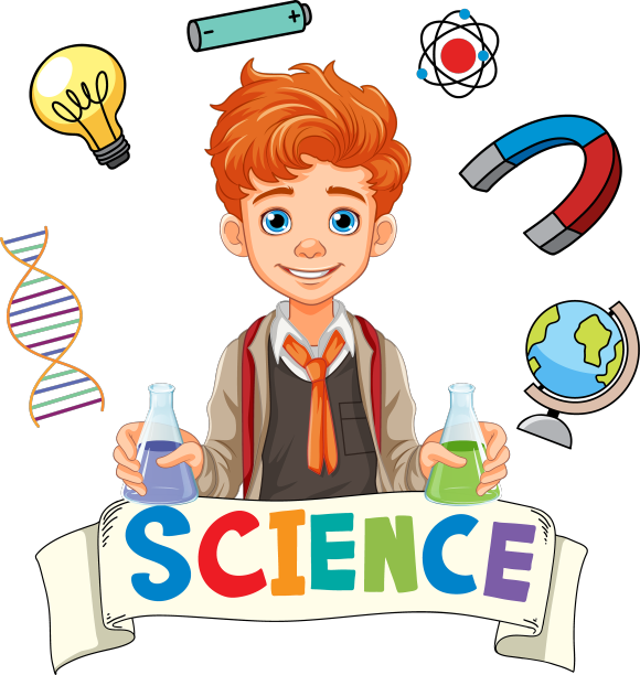 穿制服的科学男孩拿着锥形瓶图片下载