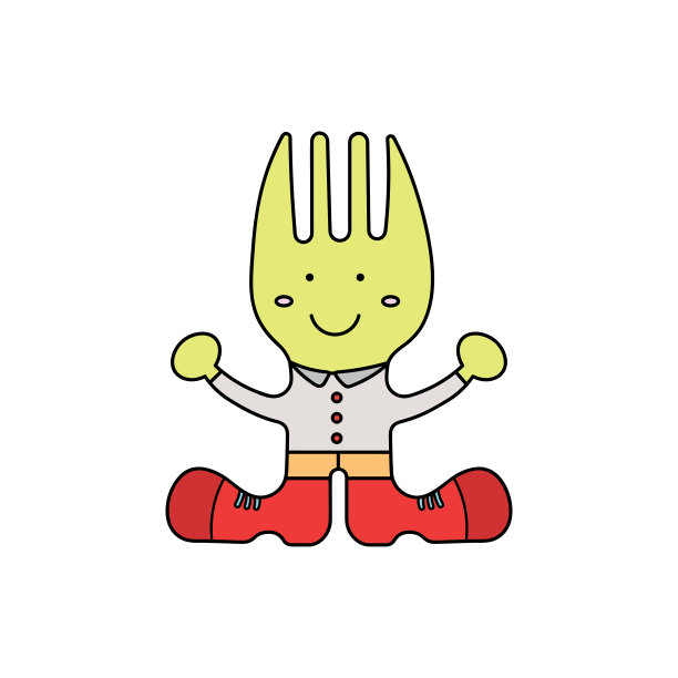 孩子们画卡通矢量插图玩具叉子隔离在涂鸦风格图片下载