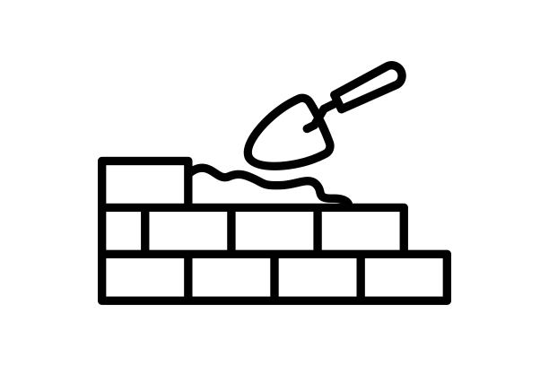 砖砌的图标。与建筑相关的图标。适用于网站，应用程序，用户界面，打印等。线条图标样式。简单的矢量设计可编辑图片下载