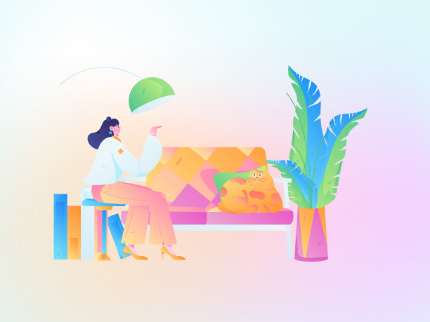 家庭室内人物场景平面矢量概念操作手绘插画图片下载