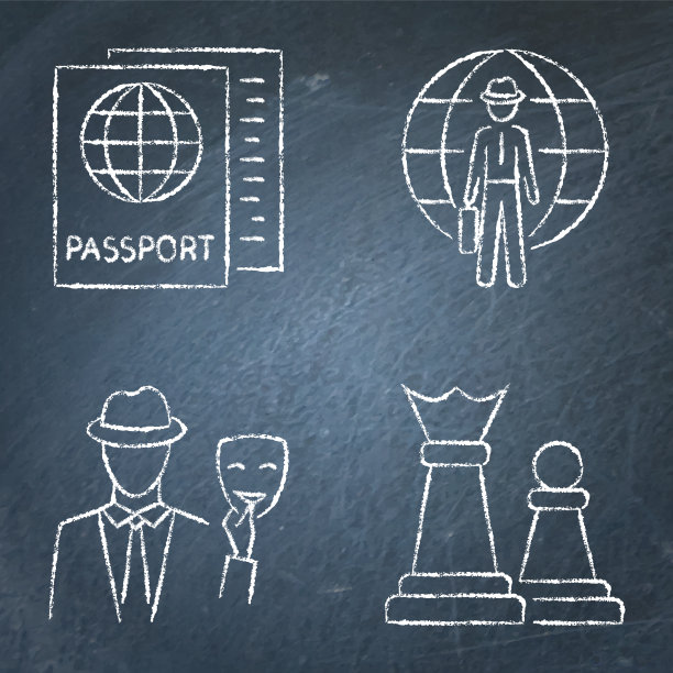 外交和间谍特工图标集图片下载