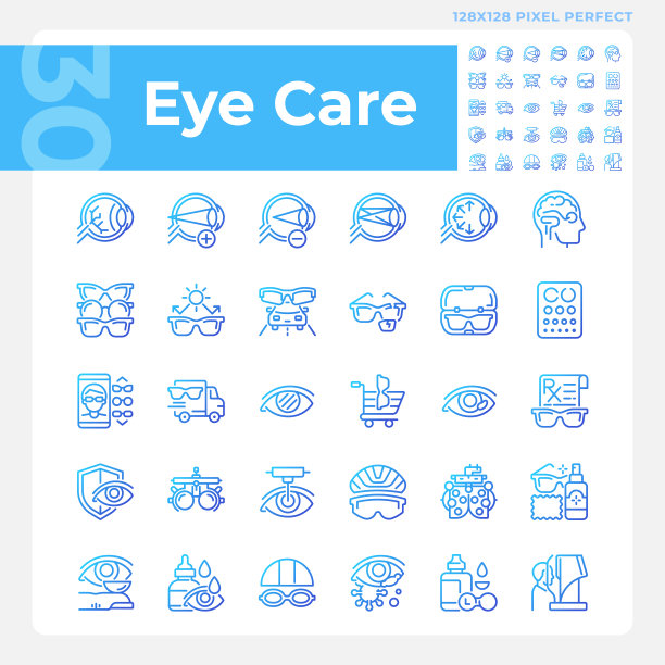 像素完美的眼部护理线性图标集图片下载