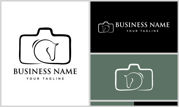 线条艺术马摄影标志图片下载