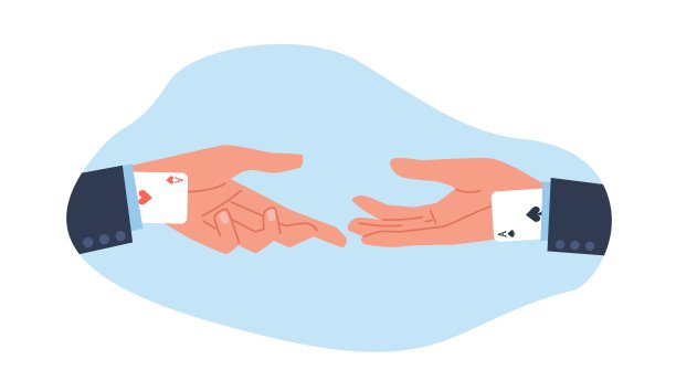 袖子里藏着王牌的商人的手。人们握手的手势。不公平的商业策略。说谎和欺骗的工人。在满足卡通平面隔离矢量概念上的优势图片下载