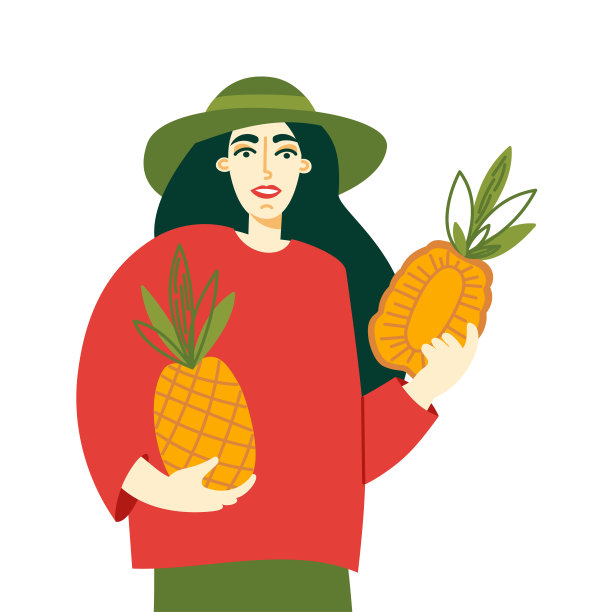 吃菠萝的年轻女子图片下载