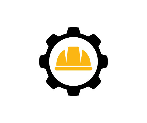 齿轮帽结构。建筑、劳动和工程符号。工作服，头盔结构和齿轮矢量设计和插图。图片下载