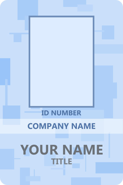垂直身份证设计模板与照片空间。蓝色抽象矩形背景。图片下载