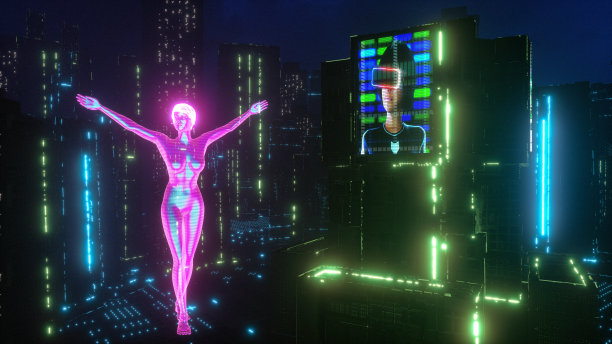 未来的赛博朋克城市(3d渲染)图片下载