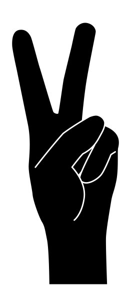 男人的两根手指。胜利的手势。二号人物。2. 平面矢量图图片下载