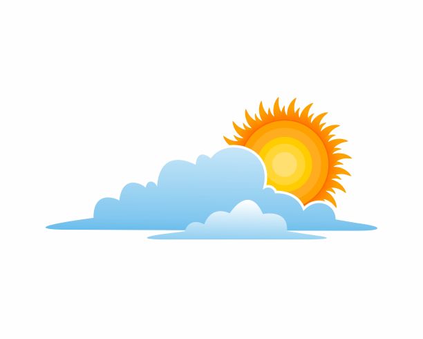 蓝天与太阳上升背后矢量插图图片下载